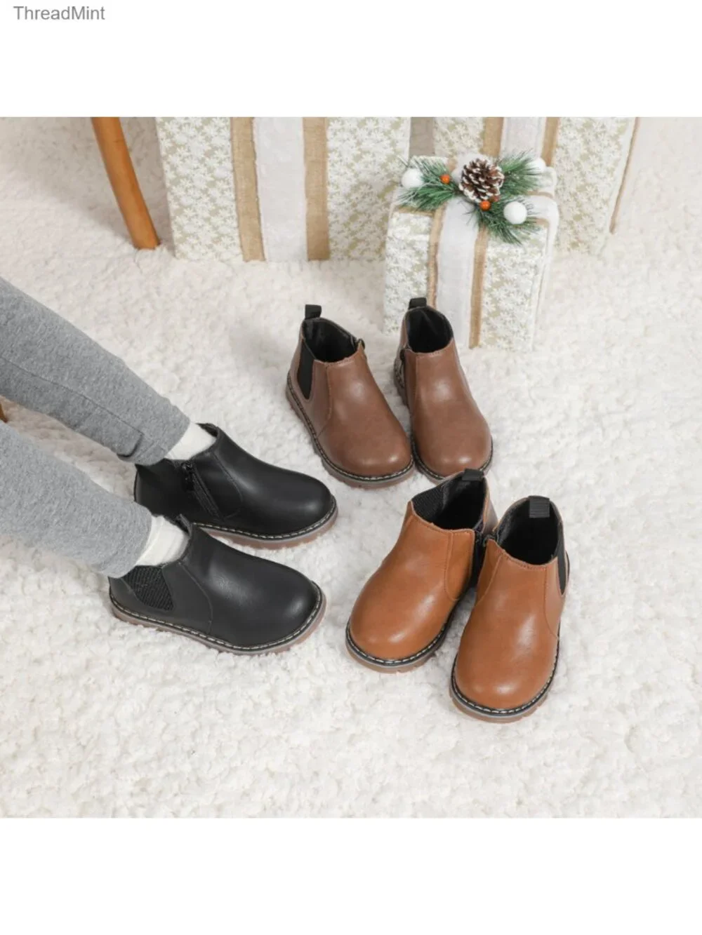 Toddler Girls Boys Combat Ankle Boots Waterproof Faux Leather Chelsea Fall
